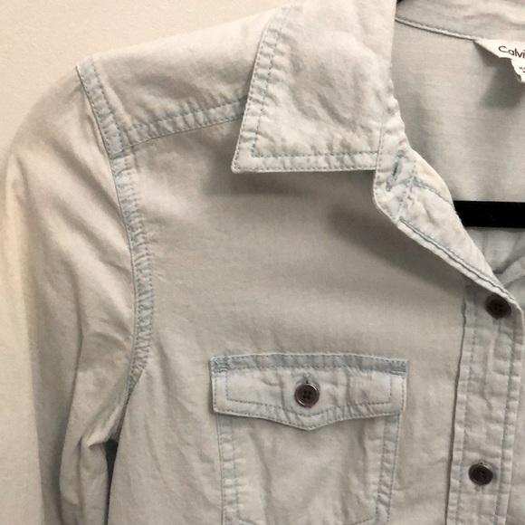 CK Weathered Cotton Denim-Style Button-Down - Picture 2 of 10